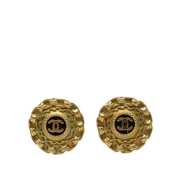 CHANEL Jewelry - CHANEL Black Logo Earrings